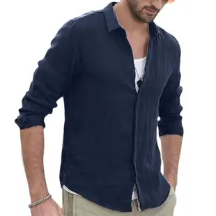 Men's shirt Casual shirt Solid single breasted cotton li