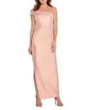 Aidan Mattox Jacquard One Shoulder Column Gown Champagne Rose 10
