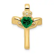 14k 6mm Claddagh Mount St. Helens Natural Diamond Cross Pendant