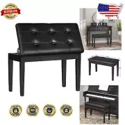 Classic Black Piano Bench - Padded Music Stool with Storage Space, Holds 300 lbs