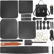 WADORN DIY Leather Shoulder Bag Making Kit, PU Leather Crossbody Bag Sewing Pattern Materials Craft Kit Handicraft Women Messenger Bag Purse Making Supplies Personalized Gift, Black