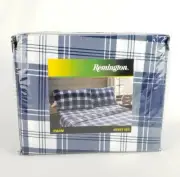Remington Twin Sheet Set Blue White Checkered Lake House Cabin New