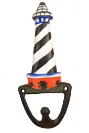 Black & White Lighthouse Wall Hook Decorative Beach Nautical Coat Hanger 6.375"