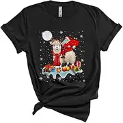 [Generic] Santa Riding Reindeer Sheep, Awesome Christmas Farmer Animal Lover, X-mas Pajama Family Group Unisex T-Shirt