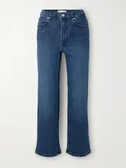 [FRAME] FRAME - Le Sleek Cropped High-rise Straight-leg Jeans - Dark denim - 32 32 Blue