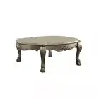54 Gold And Bone Solid And Manufactured Wood Coffee Table