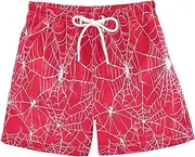 [RPLIFE] Kids Swimming Trunks, Anti-Chafe Swim Trunks Boys 2T, Red with White Spiderwebs