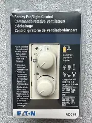 NEW Eaton RDC15-A-K Rotary Multi Speed Fan / Light Control Dimmer Switch Almond