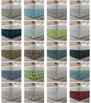 Ambesonne Leaves Forest Bedskirt Elastic Wrap Around Skirt Gathered Design