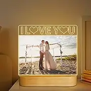 Light up Picture Frame, I Love You 4x6 Inches Acrylic Photo Frame with Night Light Desktop Decor Best Gifts for Lover Couple Wife Girl Friends Valentine's Day Anniversary Birthday Wedding Present
