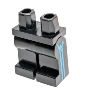 Lego - Minifigure Legs - Black, Blue Stipes, Bird Pattern