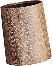 Leefasy Imitation Wood Grain Trash Can Trash Bin Multipurpose Paper Basket Garbage Container for Laundry Hotel Restroom Bedroom Dorm, M