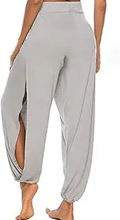 [Generic] Women's High Slit Harem Yoga Pants Loose Fit Lounge Pants Side Slit Joggers Hippie Harem Pants Beach Cover-up Pants