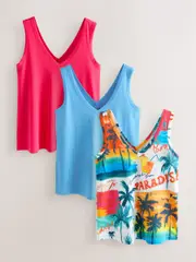 Pink/Blue/Green Modal Slouch Vests 3 Pack (AM2907) | $48