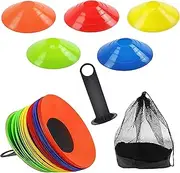 EZONEDEAL 50PCS Disc Cones, Agility Soccer Cones with Carry Bag and Holder, Soccer Cones for Sports Training, Football, Soccer, Basketball, Coaching, Practice Equipment