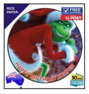 The Grinch EDIBLE Rice Paper BIRTHDAY CAKE TOPPER IMAGE 19cm round