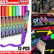 12Pcs Liquid Chalk Marker Pen LED Writing Board Glass Nib Fluorescent Art Pens
