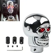 Dewkou 1 PC Skull Shift Knob Gear Stick with Led Light, Shift Head Replacement Shifter Fit Most Manual Automatic Cars (Red)