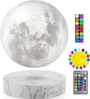 Levitating Moon Lamp,Floating and Spinning in Air Freely with 3D Printing LED Moon Lamp Has 20 Modes for Unique Gifts,Room Decor,Night Light,Office Desk Toys (Marble Base 16 Colors)
