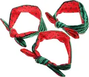 [BESPORTBLE] 3Pcs Elastic Headbands with Adorable Bow and Bunny Ears Double Sided Watermelon Design Hair Accessories for Daily Wear and Parties