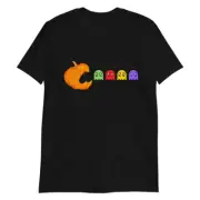 Retro Ghost Eating Pumpkin PAC Monster Man — Gen X Gamer Tee-Shirt