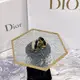 [二手] DIOR迪奧 VINTAGE 黑色琺瑯拼水鑽金色半圓耳夾/耳環/飾品