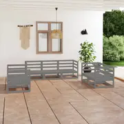 7 Piece Garden Lounge Set Grey Solid Pinewood vidaXL