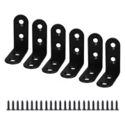 Angle Bracket Metal Black Brace Fastener Shelf Support w Screws 40 x 40mm, 6pcs
