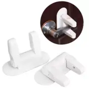 2pcs Child Handles Door Lever Lock Adhesive Proof Doors And Safety Tools