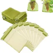 Poemtian 100PCS Fruit Protection Bags, Mesh Drawstring Protectors, Size 20x30 cm