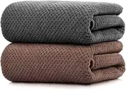 YURIRIA Bathroom Towels 2 Pack High Water Absorbent Towel Set Soft Towels for Bathrooms, Beach, Swimming Pool, Gym, and Spa (Dark Coffee+Dark Grey)