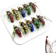 Fly Popper Lures Bass - 10 Fly Fishing Dry Fly Assortment | Complete Fly Fishing Kit with Bright Colors Fly Fishing Lures Kit