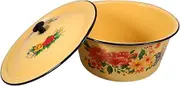 Generic Enamel Hand Washing Pot with Lid Retro Vintage Basin for Home Restaurant Hotel Use Easy to Clean Enamel Cookware Random Pattern Design