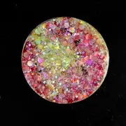 Red and Gold Resin Round Phone Grip with Silver Glitter and Black Base