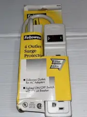 Fellowes 4 Outlet Surge Protector 99038 3Ft Cord, Switch With Circuit Breaker