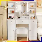 Modern Dressing Table Set Makeup Vanity Desk With Stool & LED Lights & Mirror