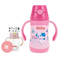 在飛比找媽咪愛MamiLove優惠-Nuby - 不鏽鋼真空學習杯(細吸管)-花漾犬-280ml