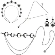 [VALICLUD] 1 Set Baroque Star Moon Headband Necklace Trendy Waist Chain Retro Jewelry Set For Formal Events And Party Decorations