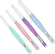 Aeelike 4pcs Large Crochet Hooks Set 8mm 10mm 12mm 15mm Ergonomic Non-Slip Crochet Hooks for Beginners, Light Color Crochet Hook Extra Long Plastic Crochet Needles, Crochet Gifts for Crocheters