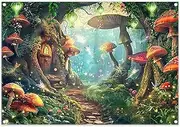 ZTHMOE Fabric 7x5ft Enchanted Forest Photography Backdrop Woodland Fairy Mushroom Butterfly Magic Background Kids Children Party Decoration Photo Banner Booth