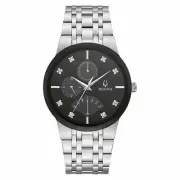BULOVA 96D148 Silver Tone Stainless Steel Diamond Accented Men's Watch NEW $495