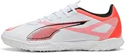 Unisex's Ultra 5 Play Tt Soccer Shoe, Puma White Puma Black Glowing Red, 5.5 US