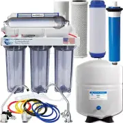 REVERSE OSMOSIS ALKALINE REMINERALIZER 100 GPD 5 Gal TANK CLEAR FAUCET CHOICE