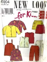 New Look Sewing Pattern 6904, Vintage Pattern, Kid's Pants, Skirt, Top, 2-7