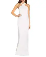 Aidan Mattox Halter Slip Gown Ivory sz 6 Bridal Oscar $450 Satin Slimming Oscar