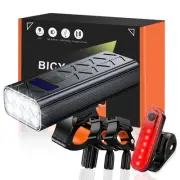 Rechargeable Bike Light Set, 8000 Lumens USB Bicycle Lights, Front Headlight ...