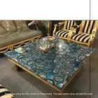 Blue Agate Coffee Table Top, Agate Center Slab Top, Furniture Home Decor Table
