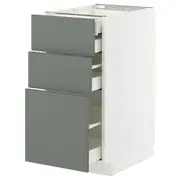 METOD / MAXIMERA base cb 3 frnts/2 low/1 md/1 hi drw, white/Nickebo matt grey-green, 40x60x80 cm