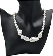 UVERLY Women's Necklace White Natural Large Baroque Pearl Necklace Wedding Pearl Necklace Women's Statement Necklace (Size : 42cm)