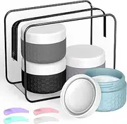 Travel Containers for Toiletries, Small Travel Containers, Silicone Cream Jars, TSA Approved Cosmetic Jars, Leak-proof Cosmetic Jar for Cream lotions Skincare (Gray)